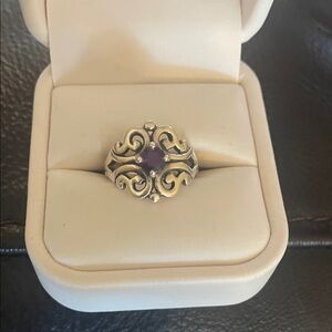James Avery Spanish Lace Silver Ring with Purple Amethyst Gemstone
